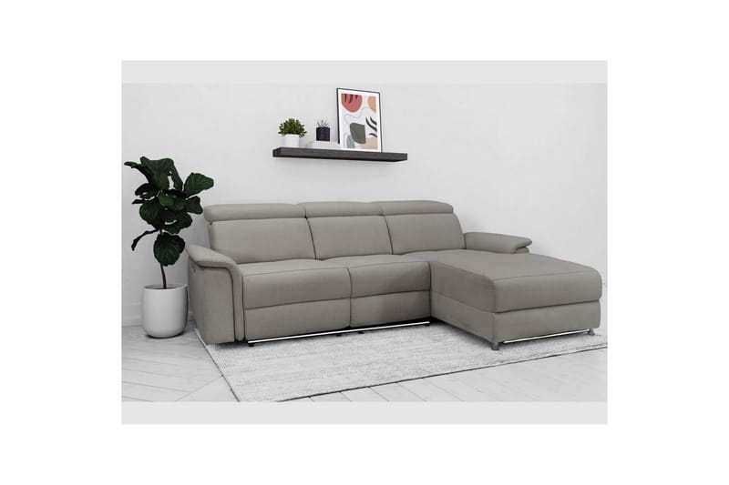 Hjørnesofa 3-seter Pareli Grå, Sunday Stoff, Høyre Elektrisk Recliner - Grå, Sunday Stoff, Høyre Elektrisk Recliner - Møbler - Sofaer - Reclinersofaer