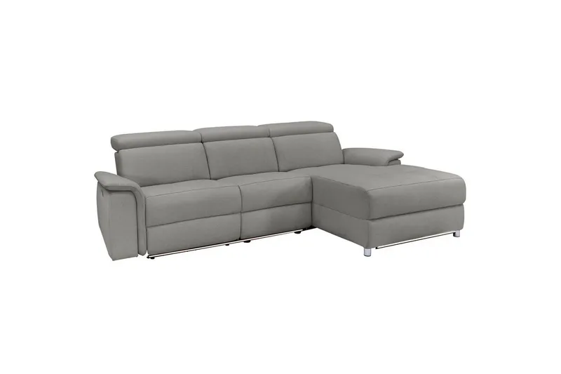 Hjørnesofa 3-seter Pareli Grå, Sunday Stoff, Høyre Manuell Recliner, Grå, Sunday Stoff, Høyre Manuell Recliner