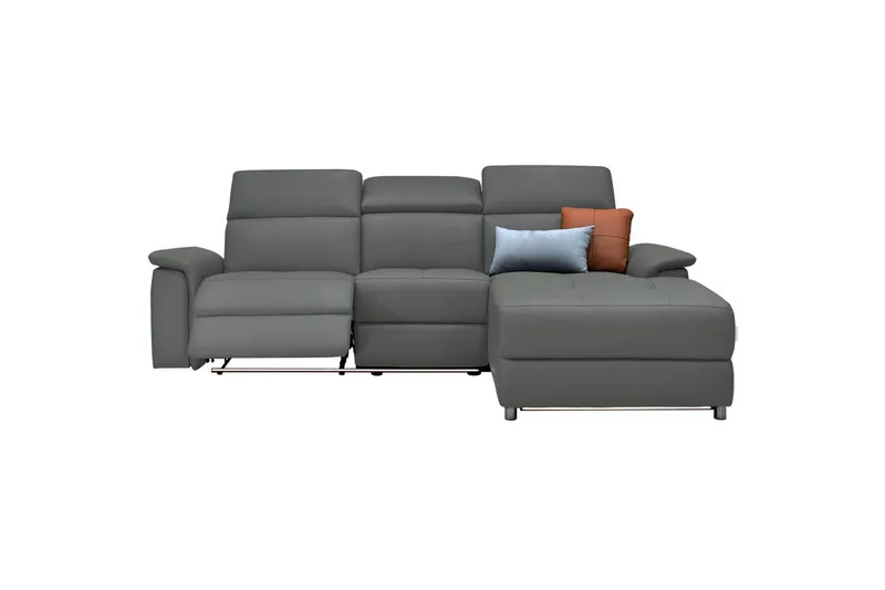 Hjørnesofa 3-seter Pareli Grå, Lær/PU, Høyre Elektrisk Recliner - Grå, Lær/PU, Høyre Elektrisk Recliner - Møbler - Sofaer - Reclinersofaer
