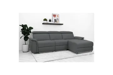 Hjørnesofa 3-seter Pareli Grå, Lær/PU, Høyre Manuell Recliner - Grå, Lær/PU, Høyre Manuell Recliner - Møbler - Sofaer - Reclinersofaer
