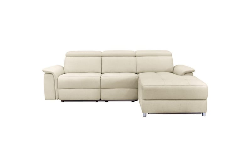 Hjørnesofa 3-seter Pareli Hvit, Sandfarget stoff, Høyre Elektrisk Recliner - Hvit, Sandfarget stoff, Høyre Elektrisk Recliner - Møbler - Sofaer - Reclinersofaer