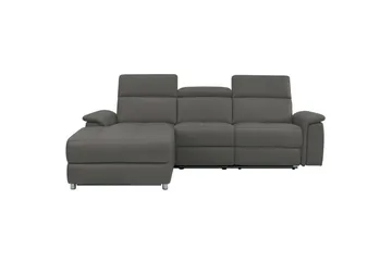 Hjørnesofa 3-seter Pareli Grå, Lær/PU, Venstre Manuell Recliner - Grå, Lær/PU, Venstre Manuell Recliner - Møbler - Sofaer - Reclinersofaer