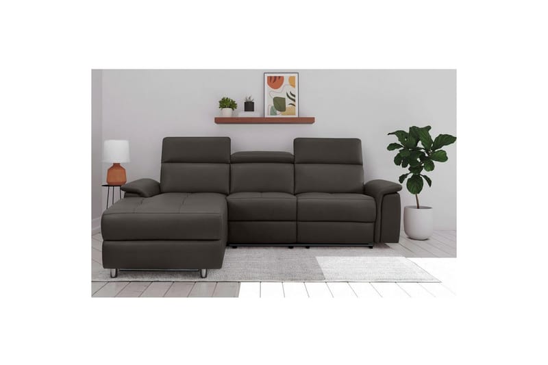 Hjørnesofa 3-seter Pareli Brun, Lær/PU, Venstre Elektrisk Recliner - Brun, Lær/PU, Venstre Elektrisk Recliner - Møbler - Sofaer - Reclinersofaer