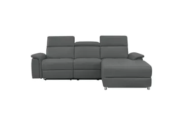 Hjørnesofa 3-seter Pareli Grå, Lær/PU, Høyre Elektrisk Recliner - Grå, Lær/PU, Høyre Elektrisk Recliner - Møbler - Sofaer - Reclinersofaer