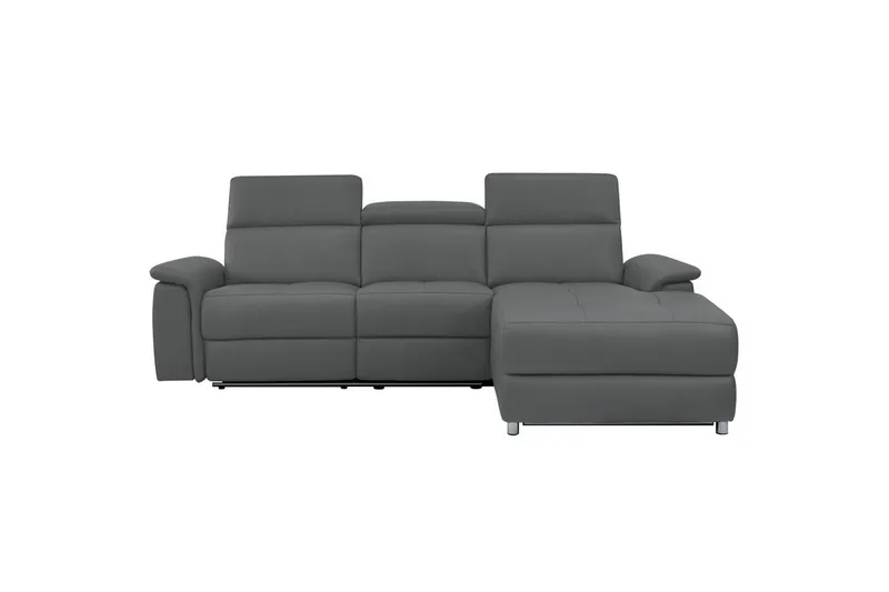 Hjørnesofa 3-seter Pareli Grå, Lær/PU, Høyre Elektrisk Recliner - Grå, Lær/PU, Høyre Elektrisk Recliner - Møbler - Sofaer - Reclinersofaer