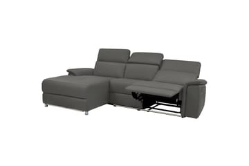Hjørnesofa 3-seter Pareli Grå, Lær/PU, Venstre Manuell Recliner - Grå, Lær/PU, Venstre Manuell Recliner - Møbler - Sofaer - Reclinersofaer