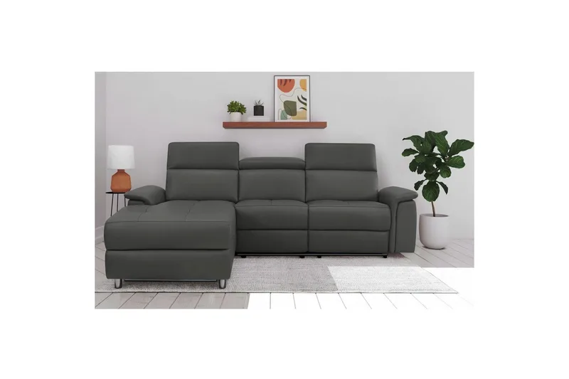 Hjørnesofa 3-seter Pareli Svart, PU, Venstre Elektrisk Recliner - Svart, PU, Venstre Elektrisk Recliner - Møbler - Sofaer - Reclinersofaer