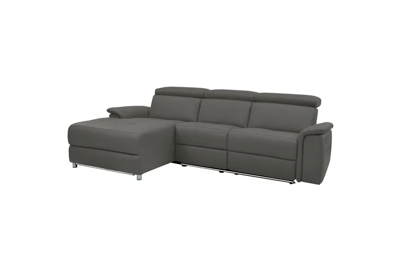 Hjørnesofa 3-seter Pareli Grå, Lær/PU, Venstre Manuell Recliner, Grå, Lær/PU, Venstre Manuell Recliner