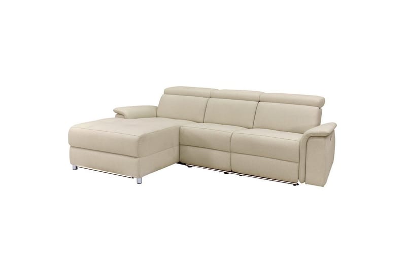 Hjørnesofa 3-seter Pareli Hvit, Sunday Stoff, Venstre Manuell Recliner, Hvit, Sunday Stoff, Venstre Manuell Recliner