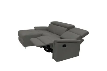 Hjørnesofa 3-seter Pareli Grå, Lær/PU, Venstre Manuell Recliner - Grå, Lær/PU, Venstre Manuell Recliner - Møbler - Sofaer - Reclinersofaer