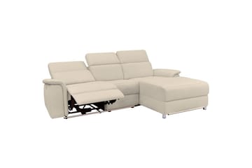 Hjørnesofa 3-seter Pareli Hvit, Sunday Stoff, Høyre Manuell Recliner - Hvit, Sunday Stoff, Høyre Manuell Recliner - Møbler - Sofaer - Reclinersofaer