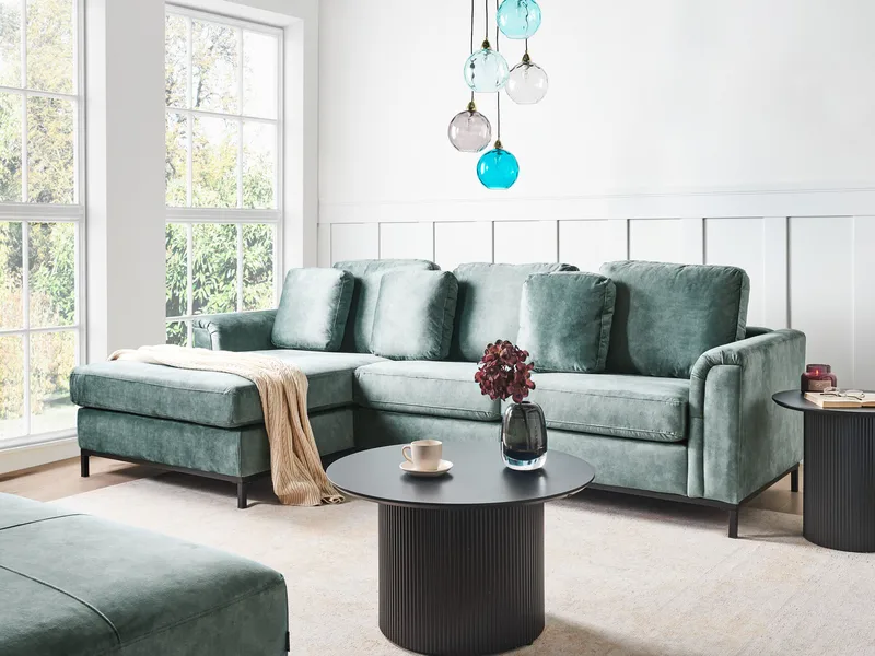 Hjørnesofa 4-seter Oslo høyrevendt - Blågrønn - Møbler - Sofaer - Sofaer med sjeselong - 4 seters sofa med divan