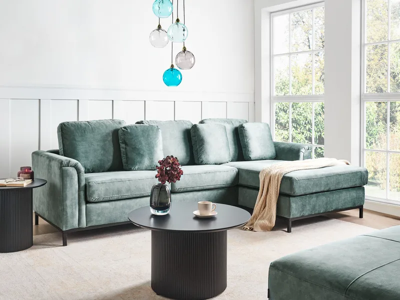 Hjørnesofa 4-seter Oslo venstrevendt - Blågrønn - Møbler - Sofaer - Sofaer med sjeselong - 4 seters sofa med divan