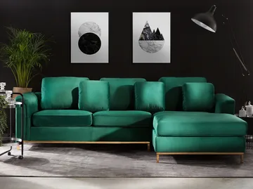 Hjørnesofa 4-seter Oslo venstrevendt - Mørkegrønn - Møbler - Sofaer - Sofaer med sjeselong - 4 seters sofa med divan