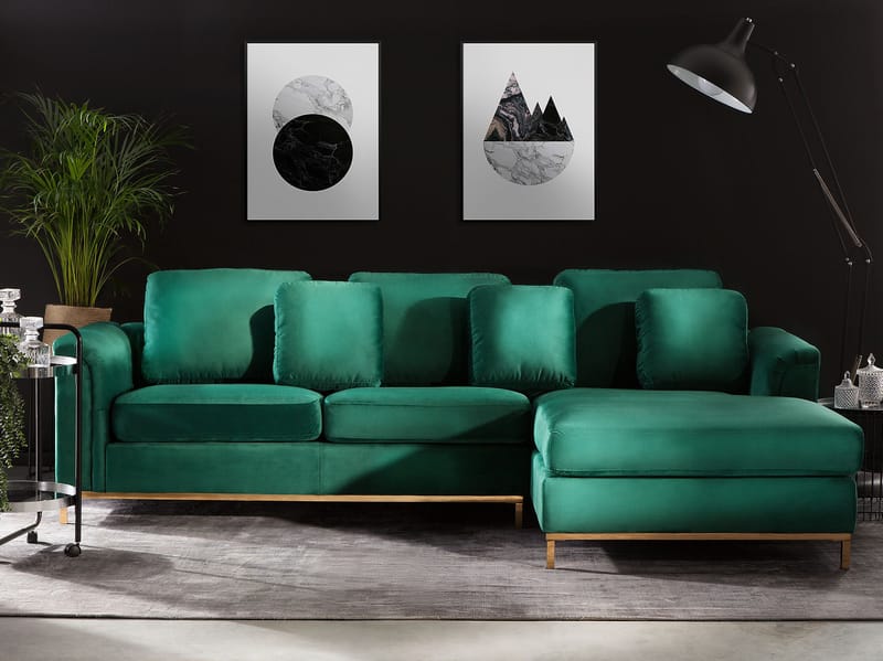 Hjørnesofa 4-seter Oslo venstrevendt - Mørkegrønn - Møbler - Sofaer - Sofaer med sjeselong - 4 seters sofa med divan