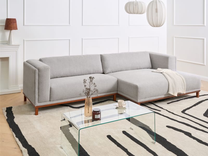 Hjørnesofa 4-seter Veng - Lysebrun, grå - Møbler - Sofaer - Sofaer med sjeselong - 4 seters sofa med divan