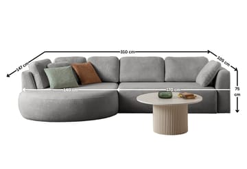 Hjørnesofa Atelier Del Sofa Venezia Venstre (310 x 75 x 105 cm) Grå - Grå - Møbler - Sofaer - Hjørnesofaer