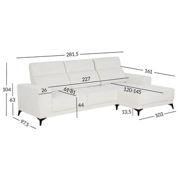 Hjørnesofa Ekorna Høyre - Lys beige - Møbler - Sofaer - Hjørnesofaer