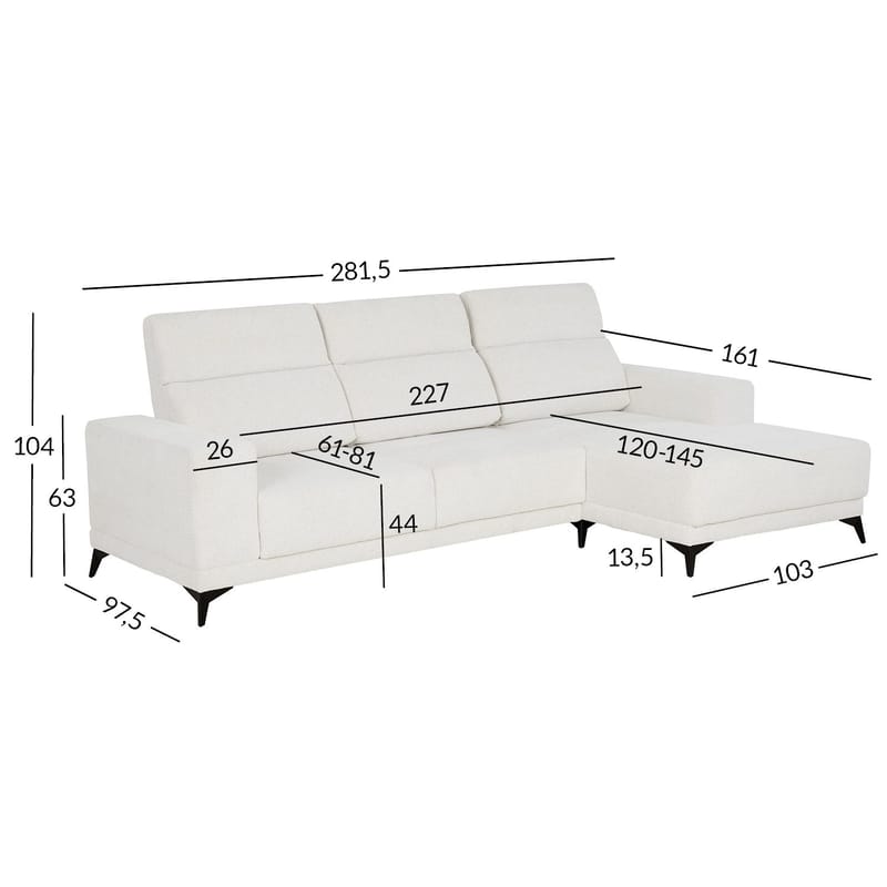 Hjørnesofa Ekorna Høyre - Lys beige - Møbler - Sofaer - Hjørnesofaer