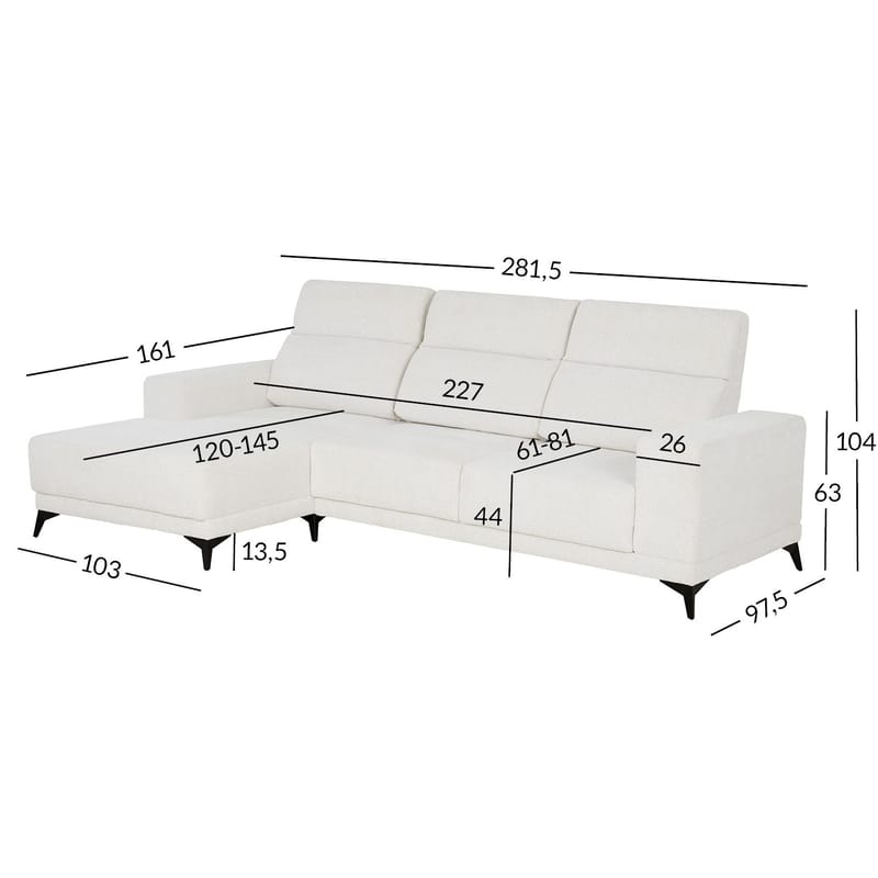 Hjørnesofa Ekorna Venstre - lys beige - Møbler - Sofaer - Hjørnesofaer