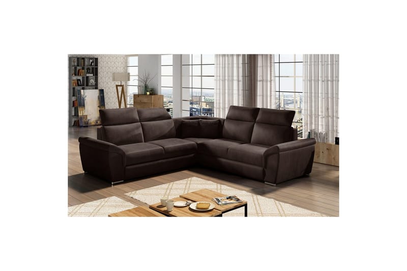 Hjørnesofa Eltap Federico 266x102x266 cm - Monolith 29, Mørk Brun, Universell - Møbler - Sofaer - Fløyelssofaer