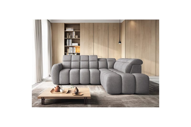 Hjørnesofa Eltap Flconn 258x208x107 cm - Sola 04, Grå, Høyre - Møbler - Sofaer - Fløyelssofaer