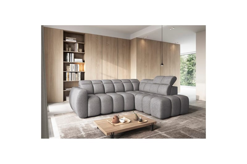 Hjørnesofa Eltap Flconn 258x208x107 cm - Sola 04, Grå, Høyre - Møbler - Sofaer - Fløyelssofaer