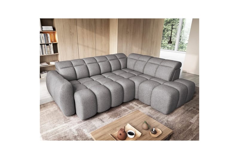 Hjørnesofa Eltap Flconn 258x208x107 cm - Sola 04, Grå, Høyre - Møbler - Sofaer - Fløyelssofaer