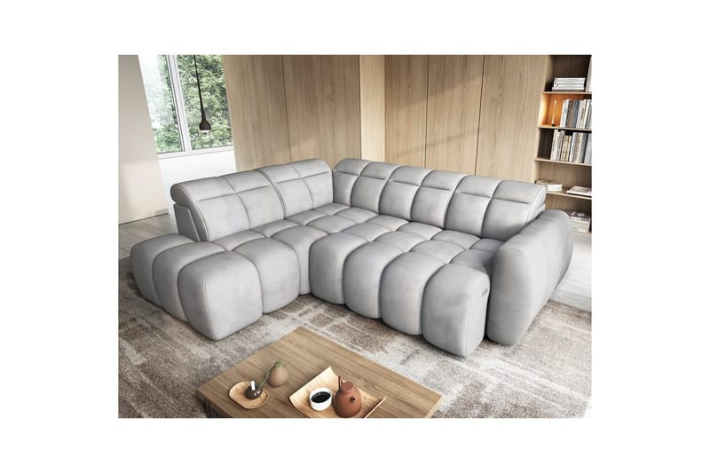 Hjørnesofa Eltap Flconn 258x208x107 cm - Sola 04, Grå, Venstre - Møbler - Sofaer - Fløyelssofaer