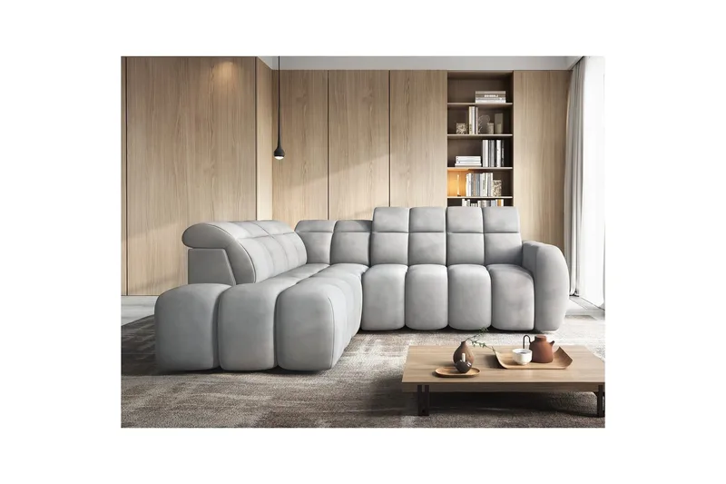 Hjørnesofa Eltap Flconn 258x208x107 cm - Sola 04, Grå, Venstre - Møbler - Sofaer - Fløyelssofaer