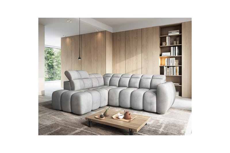 Hjørnesofa Eltap Flconn 258x208x107 cm - Sola 04, Grå, Venstre - Møbler - Sofaer - Fløyelssofaer