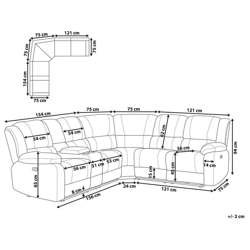 Hjørnesofa Manuell Rokke - Møbler - Sofaer - Reclinersofaer