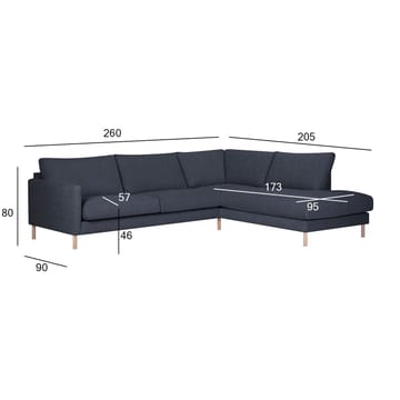 Hjørnesofa Marnor Høyre - Blå - Møbler - Sofaer - Hjørnesofaer