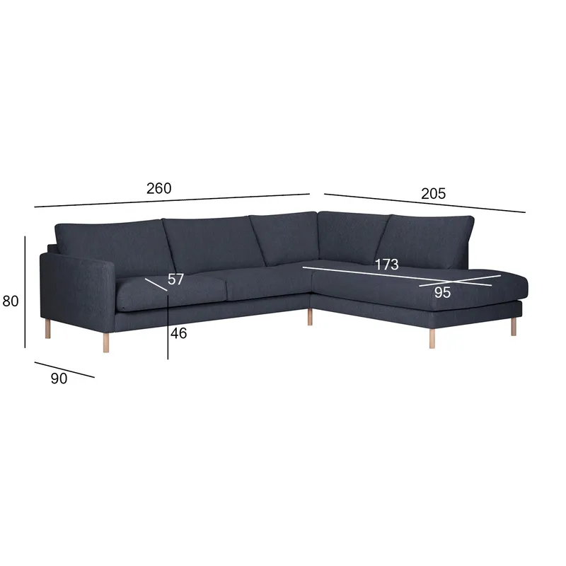 Hjørnesofa Marnor Høyre - Blå - Møbler - Sofaer - Hjørnesofaer