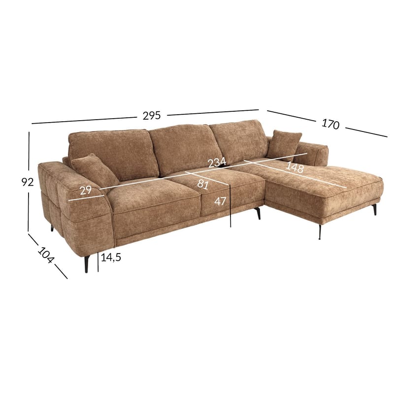 Hjørnesofa Monar Høyre - beige - Møbler - Sofaer - Fløyelssofaer