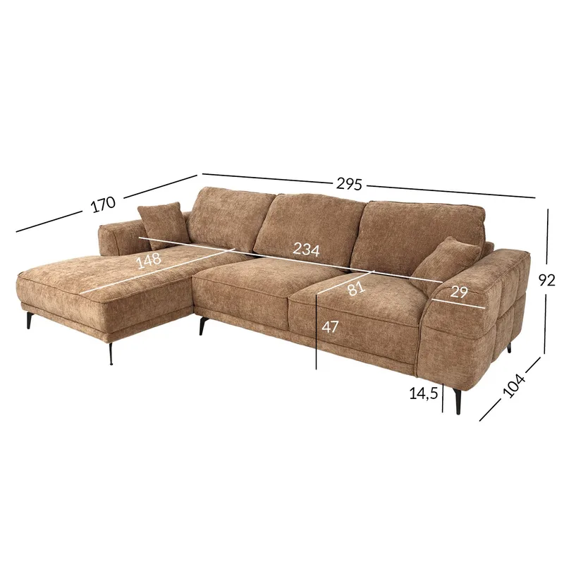 Hjørnesofa Monar Venstre - beige - Møbler - Sofaer - Fløyelssofaer