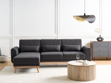 Hjørnesofa Ollsta høyrevendt - Svart - Møbler - Sofaer - Sovesofaer - Langsgående sovesofa
