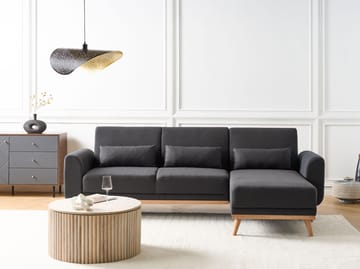 Hjørnesofa Ollsta venstrevendt - Svart - Møbler - Sofaer - Sovesofaer - Langsgående sovesofa