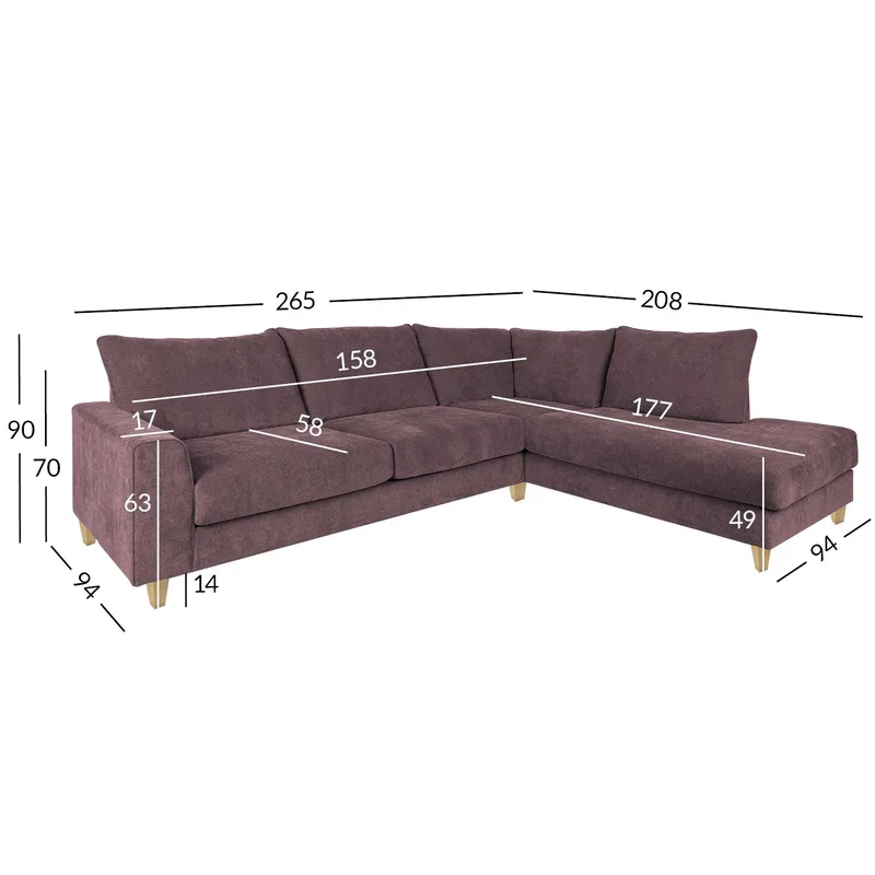 Hjørnesofa Terin Høyre - grårosa - Møbler - Sofaer - Hjørnesofaer