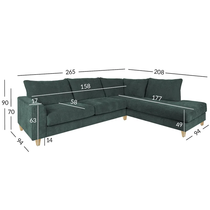 Hjørnesofa Terin Høyre - grønn - Møbler - Sofaer - Hjørnesofaer