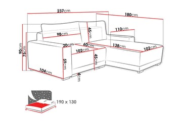 3-seters Hjørnesofa Denegal - Beige - Møbler - Sofaer - Hjørnesofaer