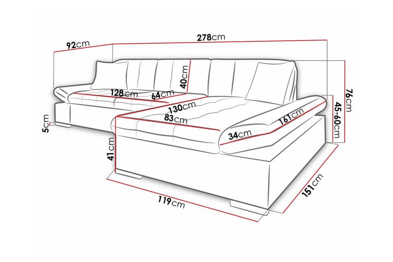 3-seters Hjørnesofa Kintore - Beige - Hjørnesofaer