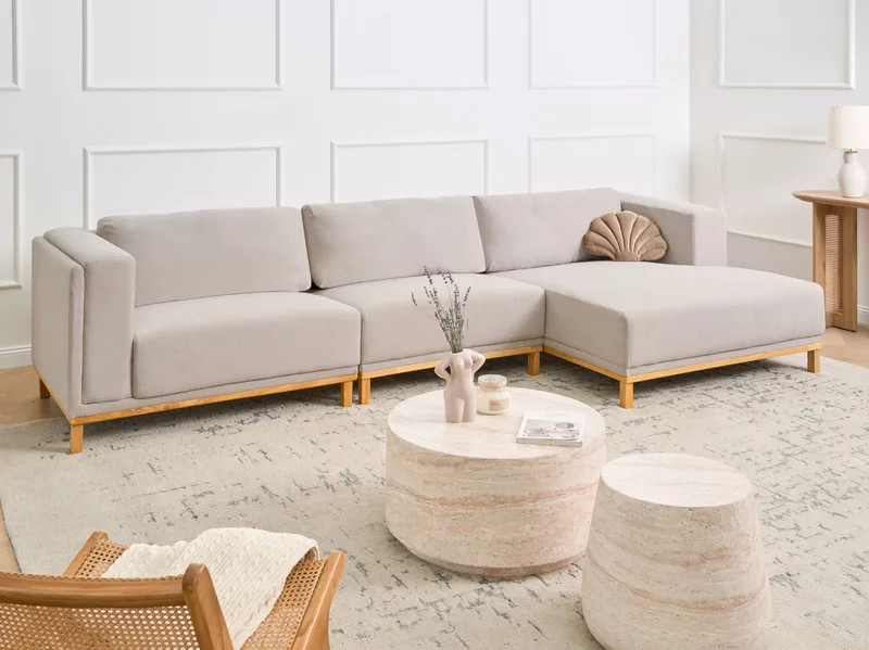 5-seters sofa Veng - Lysebrun - Møbler - Sofaer - Sofaer med sjeselong - 4 seters sofa med divan