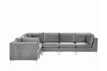 6-seters Hjørnesofa Samkom Høyre - Fløyel/Grå - Møbler - Sofaer - Hjørnesofaer