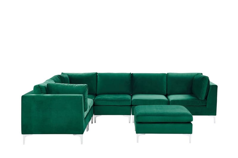 6-seters Hjørnesofa Samkom Høyre med Fotskammel - Fløyel/Grønn - Møbler - Sofaer - Hjørnesofaer