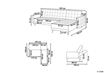 Aberdeen Hjørnesovesofa 267 cm - Rosa - Møbler - Sofaer - Sovesofaer - Sovesofa divan