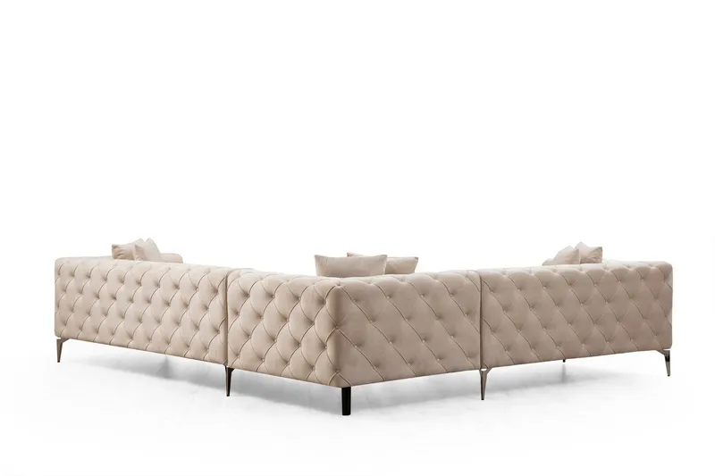 Beachport Hjørnesofa 6-seters - Beige - Møbler - Sofaer - Hjørnesofaer - Chesterfield hjørnesofa