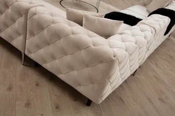Beachport Stor Hjørnesofa 6-seters L-formet - Beige / Fløyel - Møbler - Sofaer - Hjørnesofaer