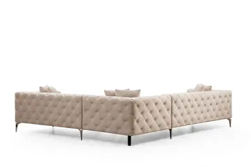Beachport Stor Hjørnesofa 6-seters L-formet - Beige / Fløyel - Møbler - Sofaer - Hjørnesofaer