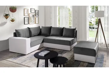 Bono Hjørnesofa Venstre - Grå/Hvit - Møbler - Sofaer - Hjørnesofaer